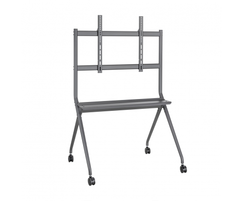 AISENS Soporte De Suelo Pro Con Rueda, 1 Bandeja Para Pantalla Interactiva/TV 120kg De 50-86, Negro