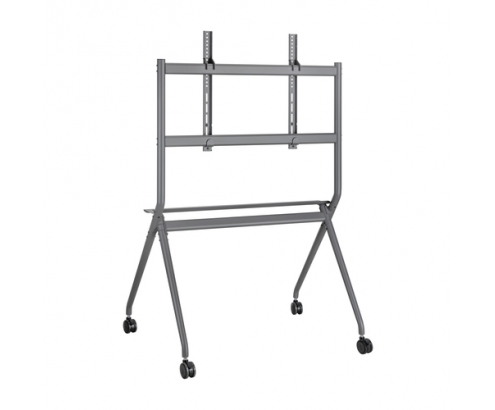 AISENS Soporte De Suelo Pro Con Rueda, 1 Bandeja Para Pantalla Interactiva/TV 120kg De 50-86, Negro