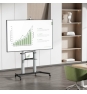 AISENS Soporte de suelo PRO con ruedas, bandeja para DVD y soporte de cámara para Monitor/TV 100Kg de 60-100, Negro-Plata