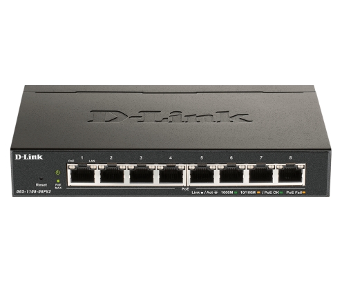 D-Link DGS-1100-08PV2 Gestionado L2/L3 Gigabit Ethernet (10/100/1000) Energía sobre Ethernet (PoE) Negro