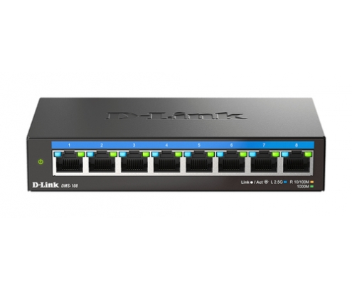 D-Link DMS-108 No administrado L2 2.5G Ethernet (100/1000/2500) Negro