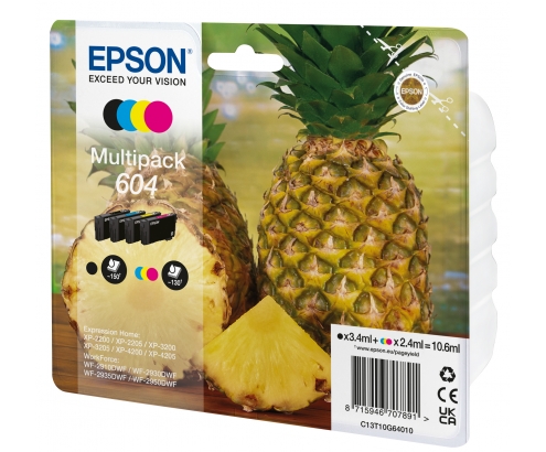 Epson 604 cartucho de tinta 4 pieza(s) Original Rendimiento estándar Negro, Cian, Magenta, Amarillo