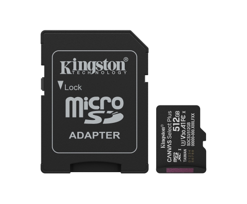 Kingston Technology 512GB microSDXC Canvas Select Plus Gen3 150MB/s A1 (Incluye adaptador de SD)