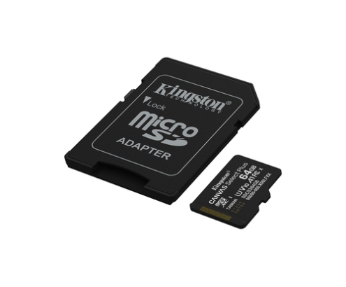 Kingston Technology 64GB microSDXC Canvas Select Plus Gen3 100MB/s A1 (Incluye adaptador de SD)