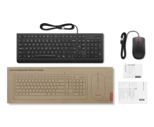 Lenovo Essential Wired Combo (ES 172) teclado Ratón incluido Universal USB Español Negro