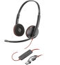 POLY Auriculares Blackwire 3220 estéreo USB-C + adaptador USB-C/A (paquete)