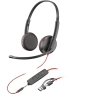POLY Auriculares Blackwire 3225 estéreo USB-C + conector de 3,5 mm + adaptador USB-C/A (paquete)